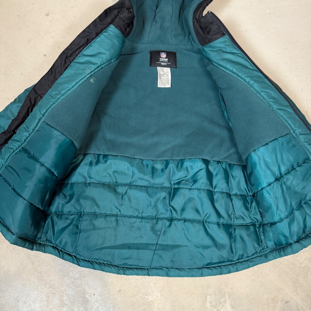NFL Team Apparel Philadelphia Eagles Youth Hooded Puffer Jacket Green Size S - Picture 3 of 8